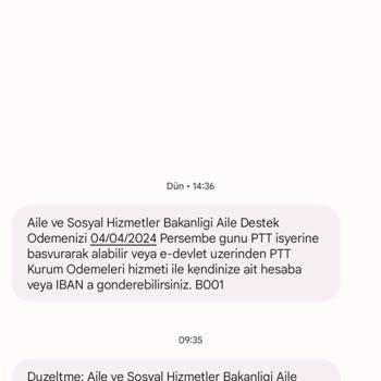 Aile ve Sosyal Hizmetler Bakanlığı PTT Kurum Ödemeleri