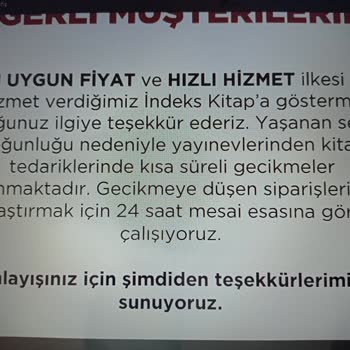 İndeks Kitap İndex Kitapevi Kargoya Vermeyi Geciktiriyor