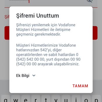 Vodafone Güvenli Depo Şifre Unuttum