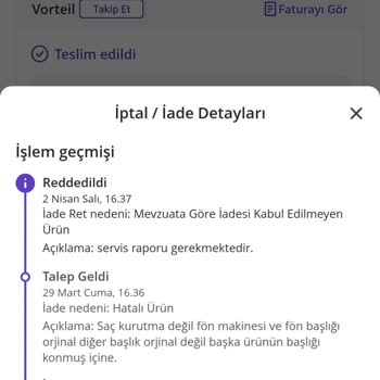 N11 İade Reddedilen Saç Kurutma Makinesi