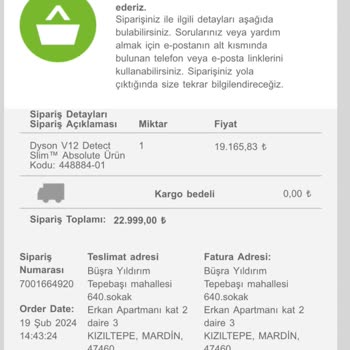 Dyson Müşteri Hizmetlerinin Yanlış Bilgi Vermesi