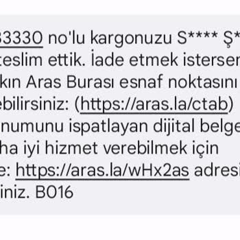 Aras Kargo Teslim Edildi Bilgisi