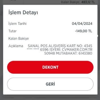 CV Maker İzinsiz Para Çekme