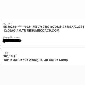 ResumeCoach İzinsiz Para Çekme