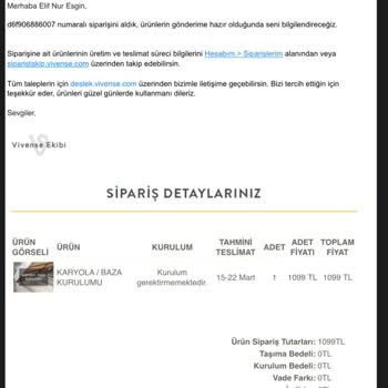 Vivense Ürün Ve Kurulum Şikayeti