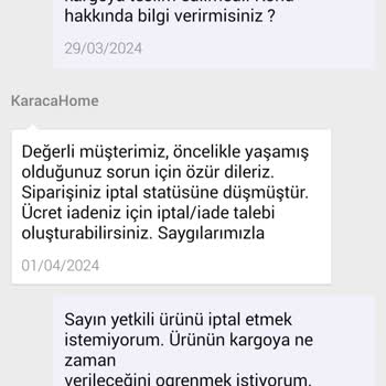 Karaca Home Kargoya Verilmeyen Ürün