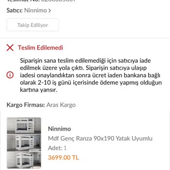 Aras Kargo Telefonu Açmıyoruz Diye Eve Gelmeyip Kargomun İptal Olması