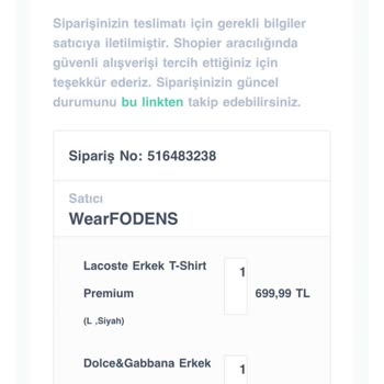 Fodens&Wear (wear.fodens) Eksik Sipariş Ve İletişim Sorunu!