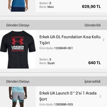 Under Armour - Ürünün Gönderilmeyip İptal Edilmesi!