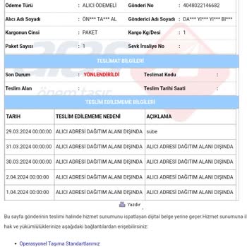 Aras Kargo İşini Düzgün Yapmıyor