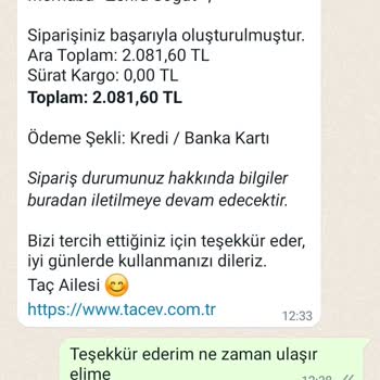 Taç Mutfak Tacev.com İnternet Alışverişinde Ödemeyi Alıp Siparişi Ulaştırmadı