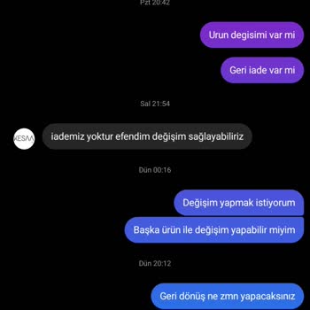 Kesaa Design Geri Dönüş Yapılmaması