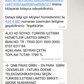 TURKISS Turk Iss İnternet Faturası