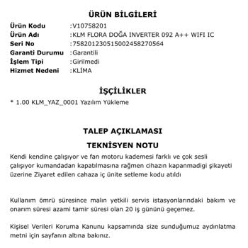 Vestel'in Klima Arızasına Rağmen Değişim Yapmaması