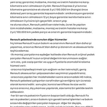 2023 Model Renault Express Van Garantiye Girmemesi