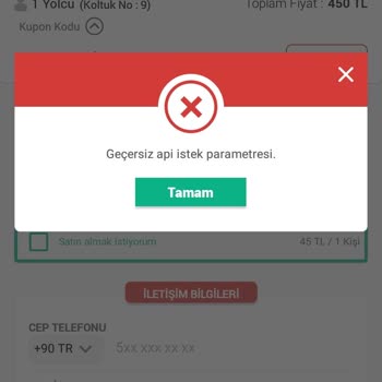 Obilet Geçersiz Api İstek