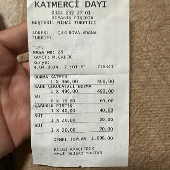 Katmerci Dayı (Adana) Pişmanlığı. Adisyon