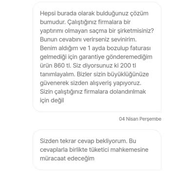 Hepsiburada Faturasız Ve Kusurlu Ürün Gönderme Ve Çözüm Üretmeme