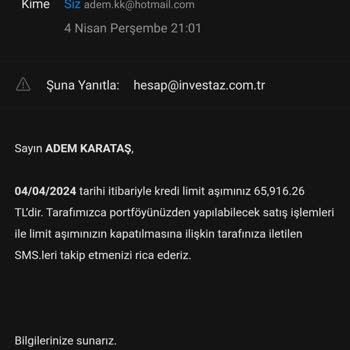 Şahsi Mailime Gelen İnvestaz Firmasınca Atilan Mesajlar Hk