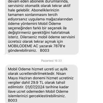 Vodafone Mobil Ödemeyi Kapatmıyorum.
