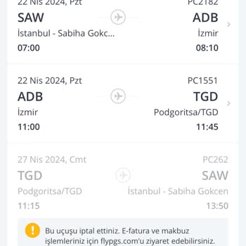 Pegasus Airlines Karadağ Bilet İptali