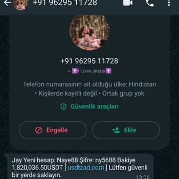 Usdtzad.com WhatsApp'tan Gelen Bilinmeyen Bir Numaradan Mesaj