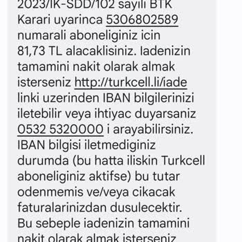 Turkcell İade Ücreti Veriliyor