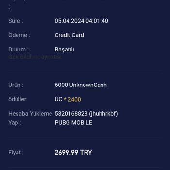 Midasbuy'dan Uc Aldım Kendi Hesabıma Geçmesini İstiyorum.