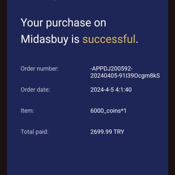 Midasbuy'dan Uc Aldım Kendi Hesabıma Geçmesini İstiyorum.