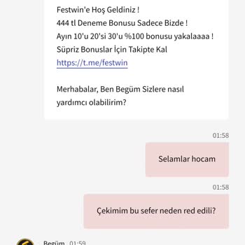Festwin Denilen Bahis Sitesi Kazancımı Sildiler.