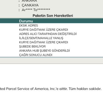 UPS Türkiye Paketi Getirmiyor Eksik Adres Olmamasına Rağmen