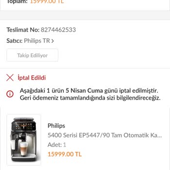 Trendyol Yetkili Satıcıdan Alınan Kahve Makinesi Siparişi Mağduriyeti