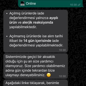 Yves Rocher İade İşlem Problemi