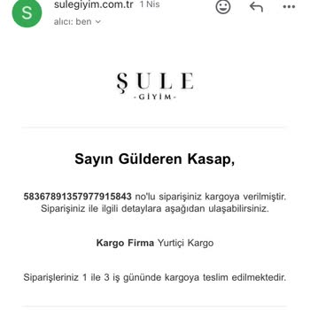 Şule Giyim Ürünü Kargoya Vermedi