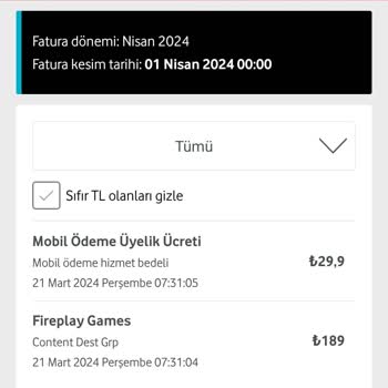 Vodafone 189 TL'lik İstenmeyen Abonelik Ücreti!