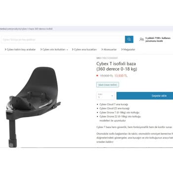 "Cybex Baza T 03" Ürünün Tarafıma Teslim Edilmemesi Hakkında