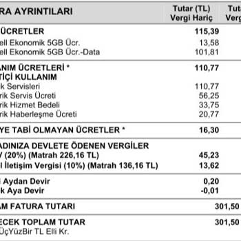 Pttcell Fatura İtirazı - İçerik Servisleri Ve Vergiye Tabi Olmayan Ücretler