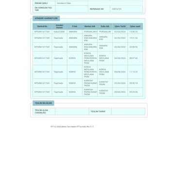 PTT Kargo Konya PTT Mevlana PİM Şubesi Kargo Teslim Etmiyor Bekletiyor
