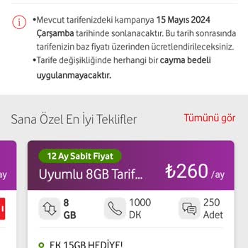 Vodafone Tarife Ücret Zammı