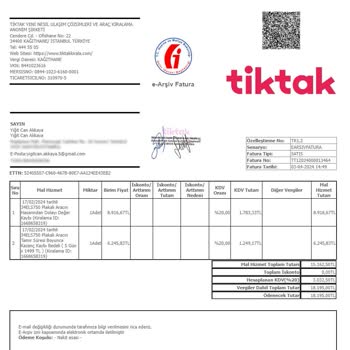 Tiktak Kirala Tarafından Fatura Edilen Yüksek Meblağ