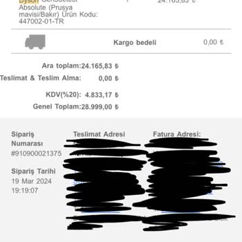 Dyson Gen5detect Siparişimin İptali.