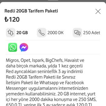 Vodafone Tarife Fiyat Değişimi