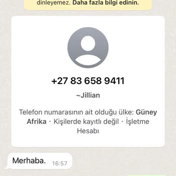 WhatsApp +27 Li Yabancı İsimli İşletme Hesabı Numarasından Mesaj Geldi