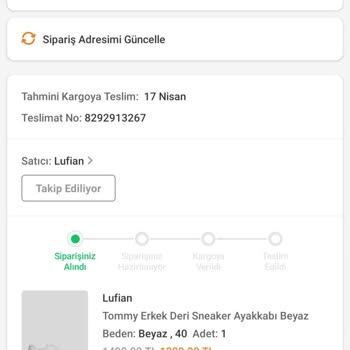 Lufian Yanlış Beden Ayakkabı Ve 12 Gün Sonra Kargoya Ürün Verilmesi
