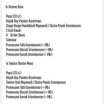 KFC Uygulaması Sipariş İptali