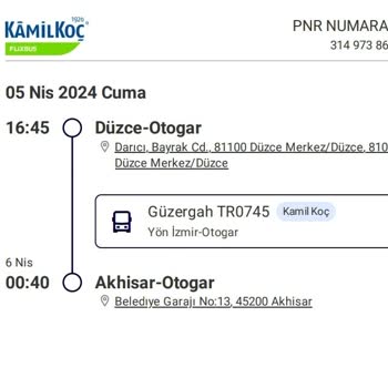 Kamil Koç Turizm Otobüs Saati Mağduriyeti