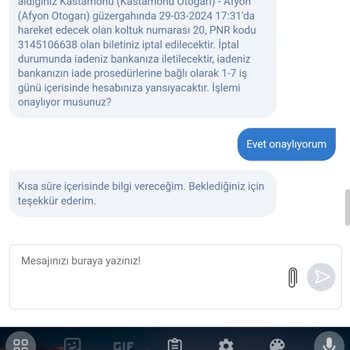 Obilet Biletimi İptal Ettiğini Söyleyip İşlemi Yapmadı.