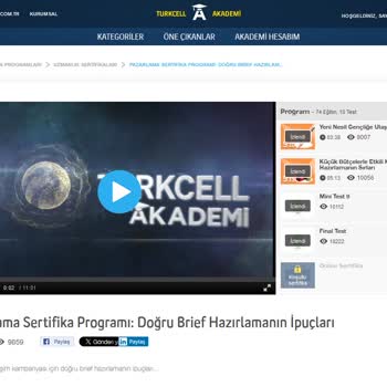 Turkcell Akademi Pazarlama Sertifika Programı Bazı Videolar Açılmıyor