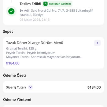 Getirden Sipariş Verdim Ulaşılmadı Ama Teslim Edildi Dendi