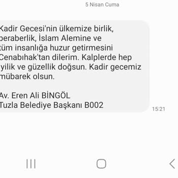 Tuzla Belediyesi SMS İptal Edemiyorum